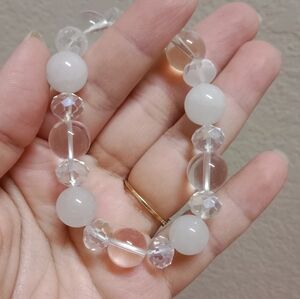 White clear crystal bracelet for Men Lucky Charm with Freebies